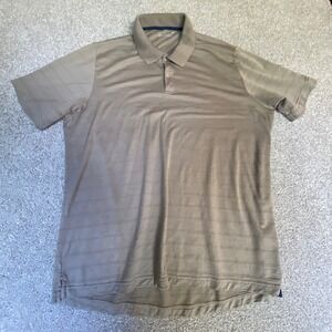 Smartwool Polo Shirt Mens XL Taupe Brown Excellent Merino Wool Blend Striped